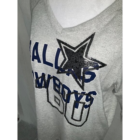 NFL Team Apparel Dallas Cowboys Women's V-Neck Sweater Gray M NWOT - Picture 2 of 5